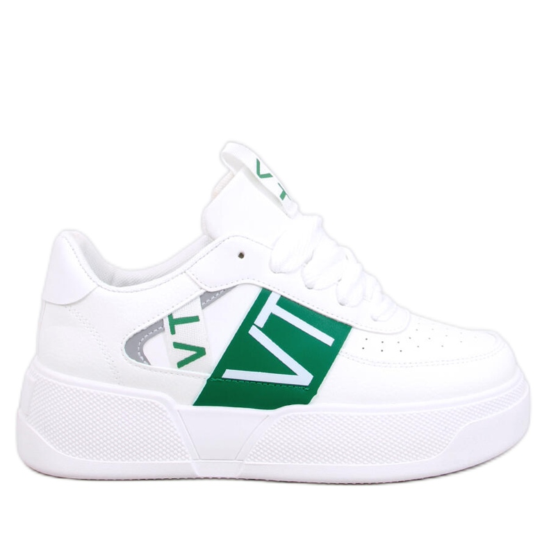 Zapatillas deportivas con plataforma para mujer, blancas y verdes. blanco Zapatillas deportivas con plataforma para mujer, blancas y verdes. blanco