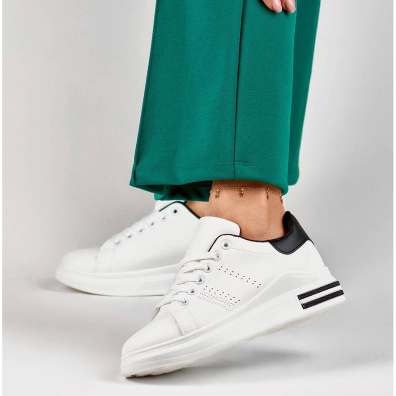 Zapatillas deportivas con plataforma para mujer, blanco 85-710W/B