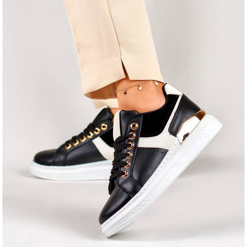 Deportivas con plataforma para mujer, color negro JF3060B Deportivas con plataforma para mujer, color negro JF3060B