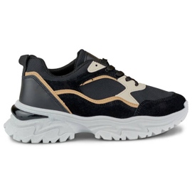 Zapatillas deportivas de mujer con suela gruesa, negro 9062-B