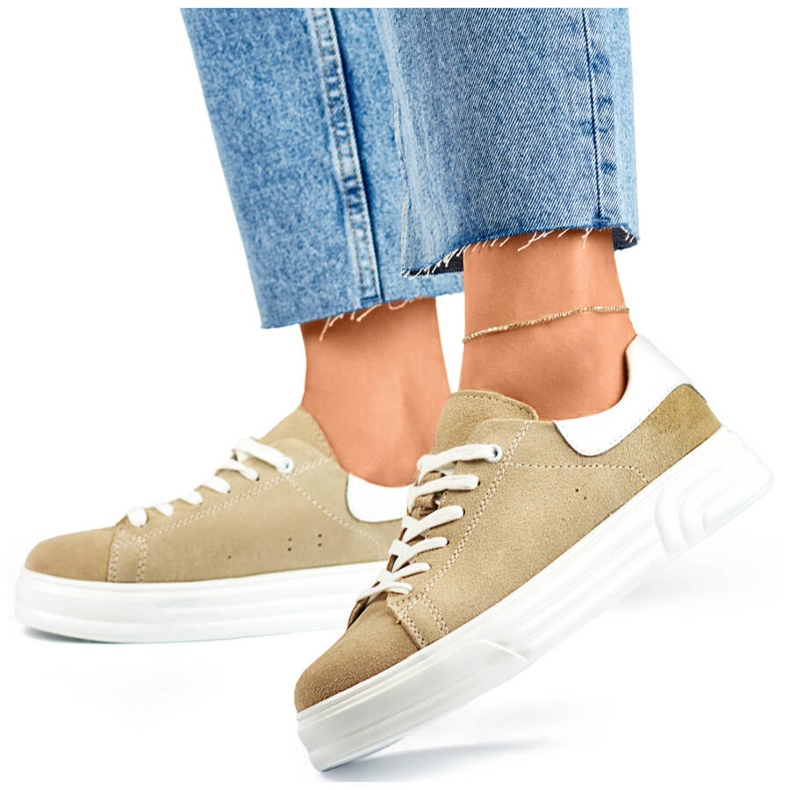 Goodin Deportivas mujer piel beige GD-XF-113BE