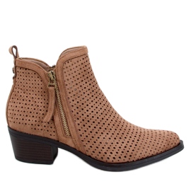 Botas cowboy caladas de mujer, beige marrón