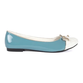 Goodin Bailarinas de mujer de charol azul con lazo plateado
