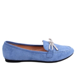 Mocasines de mujer de ante con lazo, azul