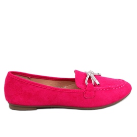 Mocasines de mujer de ante con decoración, rosa rosado