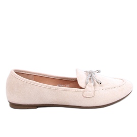 Mocasines de mujer de ante con lazo, beige