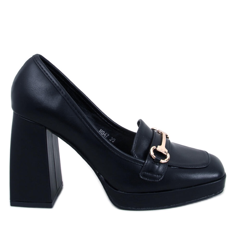 Zapatos de mujer de tacón con adorno, negro.