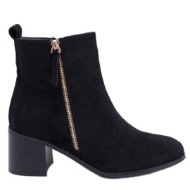Botas de tacón en ante ecológico, negro