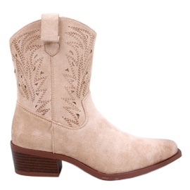 Botas cowboy caladas beige mujer