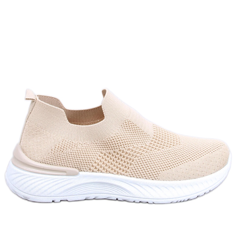 Zapatillas deportivas tipo calcetín para mujer, beige.