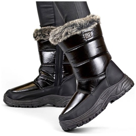 Botas de nieve de mujer con pelo y cremallera, negras N1612B negro Botas de nieve de mujer con pelo y cremallera, negras N1612B negro