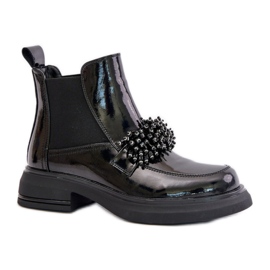 Botas de mujer con decoración 24BT15-7453 negro