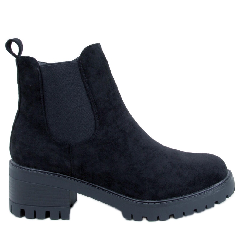Botas Chelsea de ante negro con tacón alto