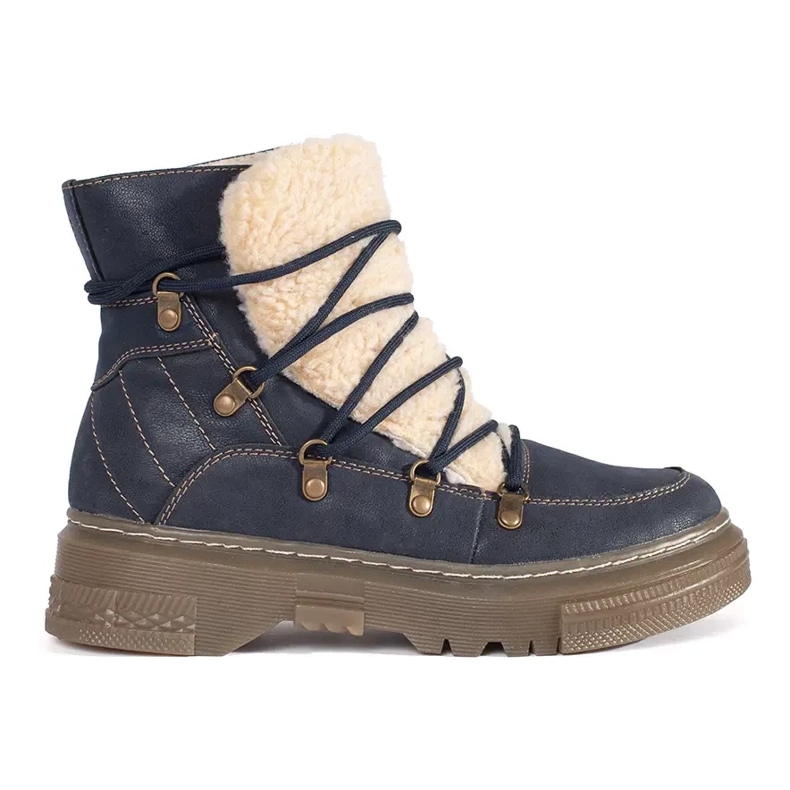 Goodin Botas con cordones, aislantes y de color azul marino, con piel de oveja Goodin Botas con cordones, aislantes y de color azul marino, con piel de oveja
