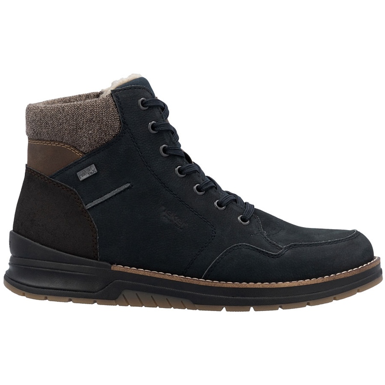 Rieker Botines aislantes impermeables de piel para hombre, azul marino 32344-14
