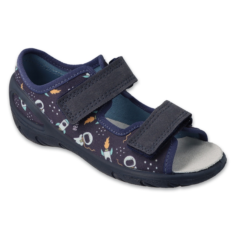 Sandalias infantil befado con aplicación de piel 064X004 azul marino