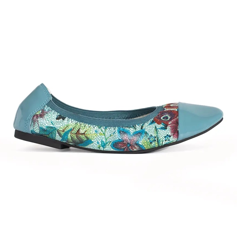 Goodin Bailarinas con estampado floral y puntera de charol. azul