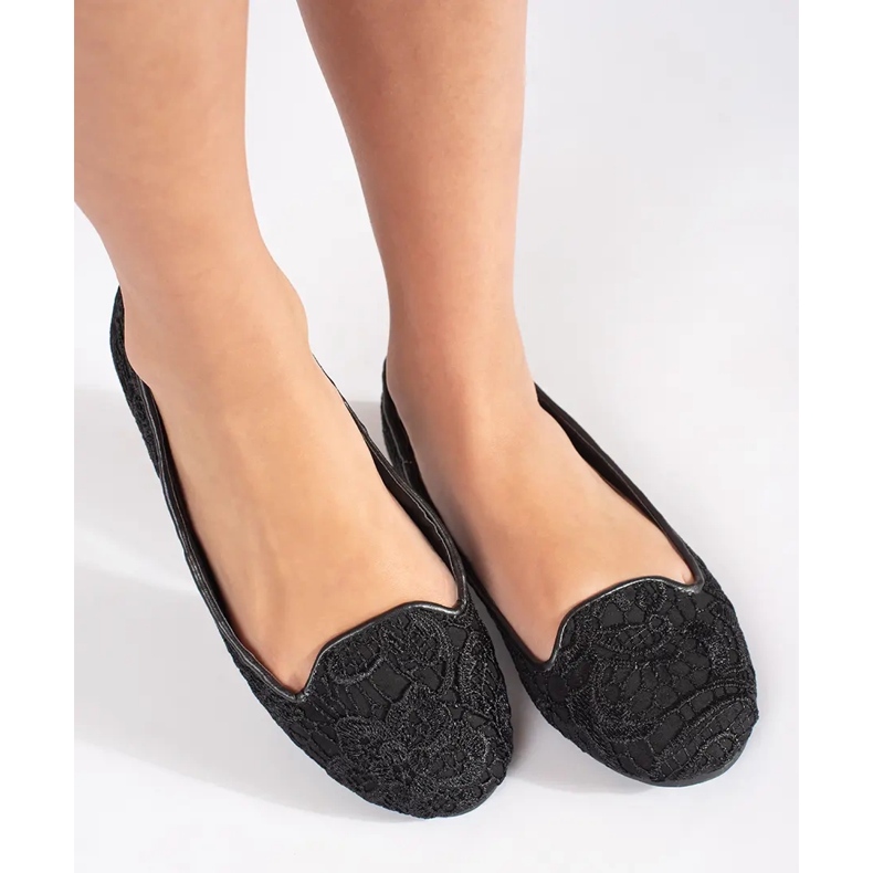Goodin Bailarinas de mujer negras con encaje. negro