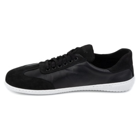 WASAK Zapatos de cuero minimalista de hombres descalzos 0742W Negro