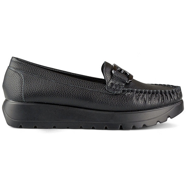 Mocasines de mujer con suela gruesa, negro 24-21339B