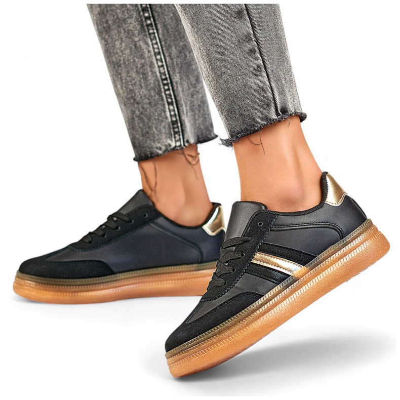 Calzado deportivo de mujer con suela gruesa, negro A185B beige