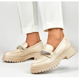 Mocasines de mujer con pedrería, beige 7961BE