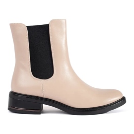 Botas Chelsea beige claro con aplicación elástica Botas Chelsea beige claro con aplicación elástica
