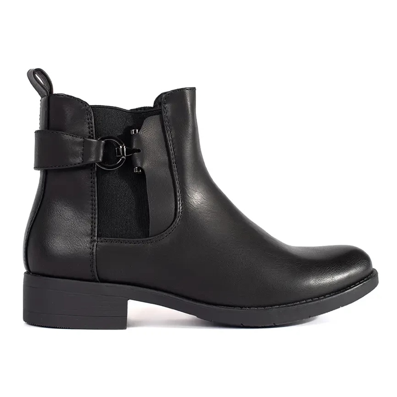 Botas Chelsea negras clásicas con tacón plano. negro Botas Chelsea negras clásicas con tacón plano. negro