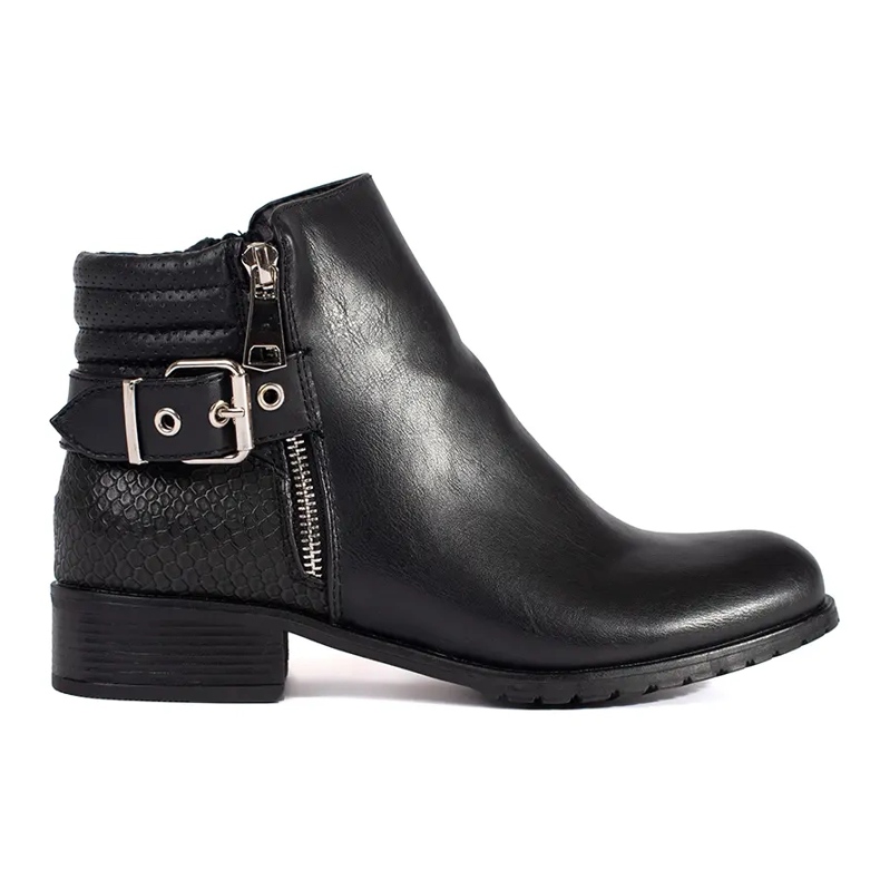 Botas Chelsea de mujer negras con tacón plano negro