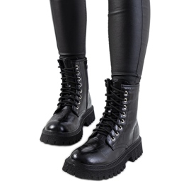Botines cordones mujer ecopiel negros Botines cordones mujer ecopiel negros