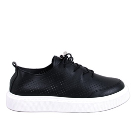 Zapatillas deportivas caladas de ecopiel, negro