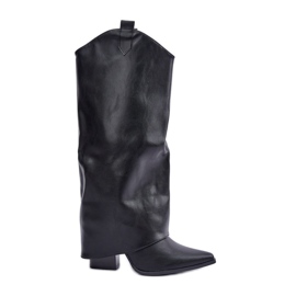 Botas sin cordones con parte superior vuelta sobre el talón, negro