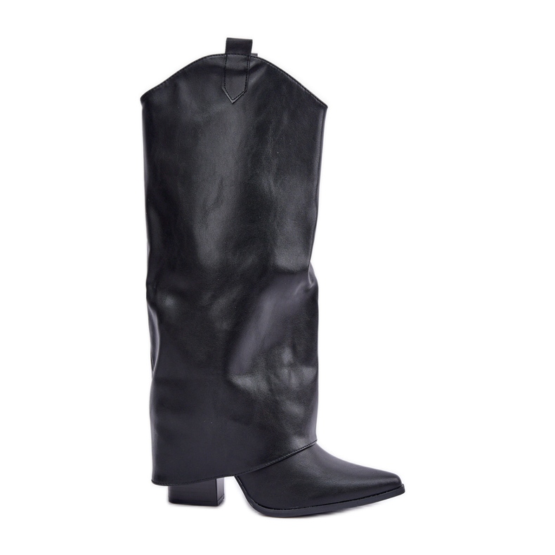 Botas sin cordones con parte superior vuelta sobre el talón, negro