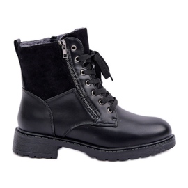 Botas aislantes de tacón plano, ecopiel, negro
