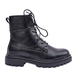 Botines aislantes con pasadores para cordones, negro