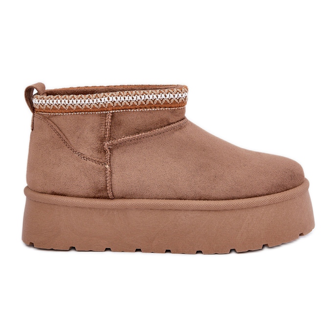 PG2 Botas de nieve con plataforma y bordado decorativo. marrón