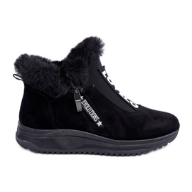 Zapatillas De Mujer Botines Con Piel, Negro