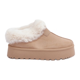 Botas de nieve bajas con pelo en la plataforma Eco Suede, beige claro