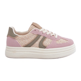 Zapatillas De Mujer Con Plataforma Trenzada Rosa/Multicolor rosado