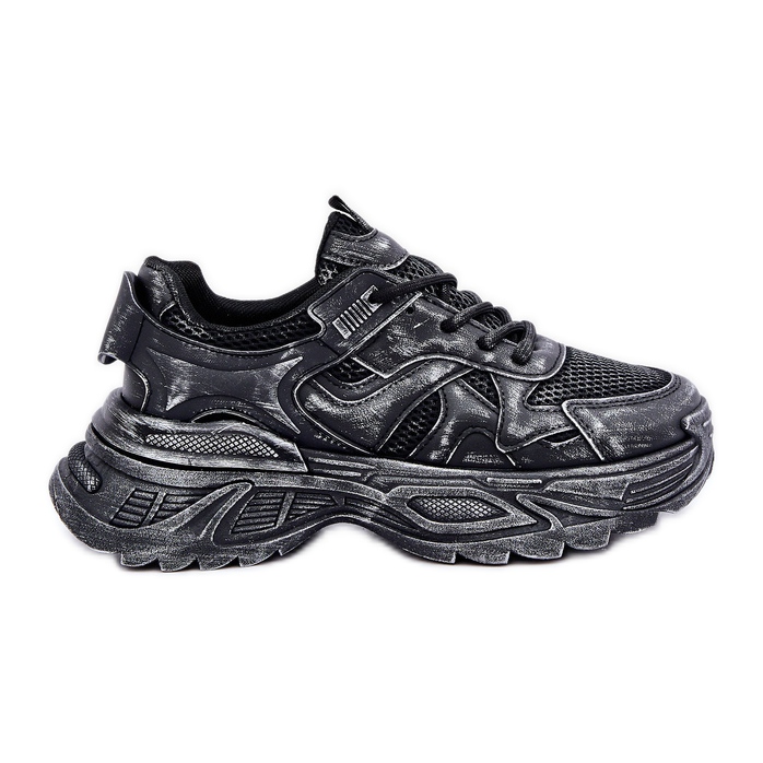 Zapatillas de Mujer con Desgastes en la Plataforma, Negro