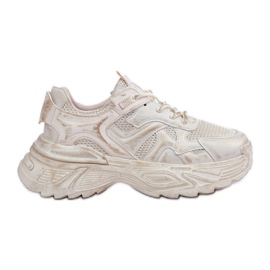 Zapatillas de Mujer Beige con Desgastes en la Plataforma