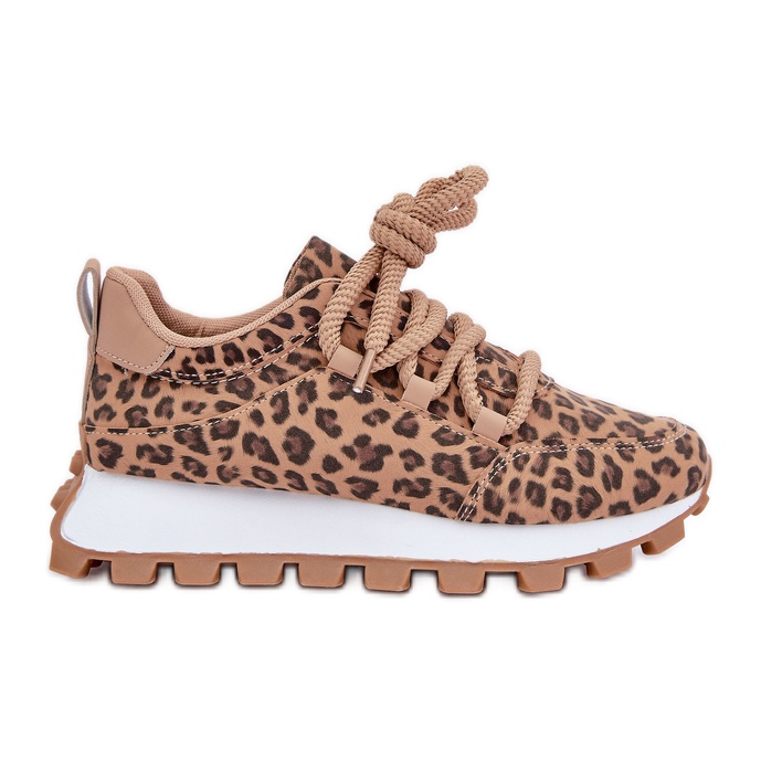 Zapatillas deportivas de leopardo marrón con plataforma beige Zapatillas deportivas de leopardo marrón con plataforma beige