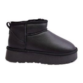 Botas de nieve de cuero negro con forro de piel