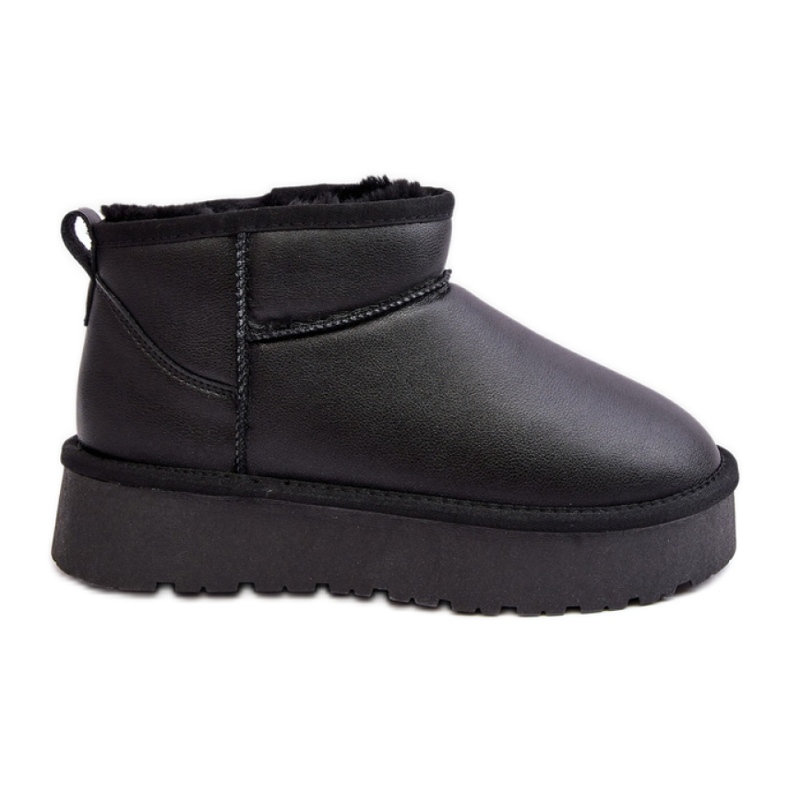 Botas de nieve de cuero negro con forro de piel