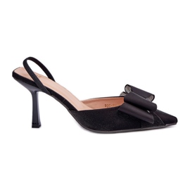 Tacones de tela negra con lazo. negro Tacones de tela negra con lazo. negro