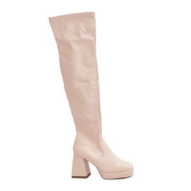 Botas ajustadas por encima de la rodilla, beige claro