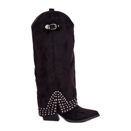 Botas con parte superior vuelta sobre el tacón, negro