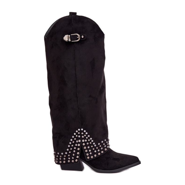 Botas con parte superior vuelta sobre el tacón, negro