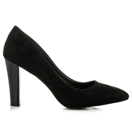 Yes Mile Zapatos De Salón De Ante Con Poste Lacado negro