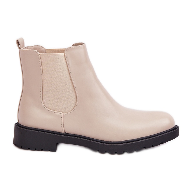 Botas Chelsea de mujer con tacón plano, beige Botas Chelsea de mujer con tacón plano, beige